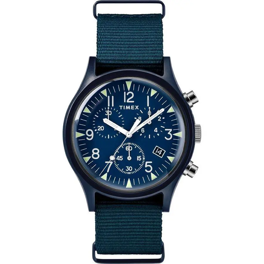 Timex Military MK1 Chrono 40mm Blue Men`s Watch Quartz Chronograph TW2R67600