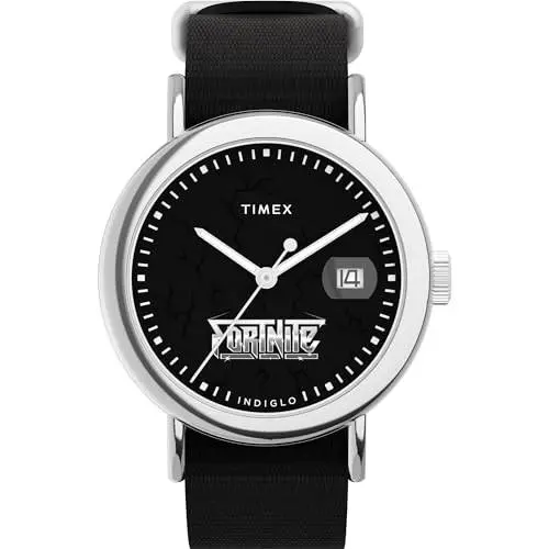 Men`s Watch Fortnite Weekender Quartz Black Dial Fabric Strap TW2Y46400JR by Timex