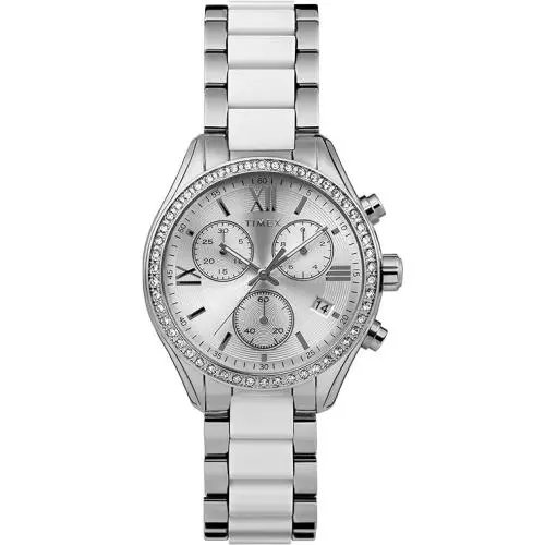 Timex Classic Chronograph Quartz Crystal Silver Dial Ladies Watch