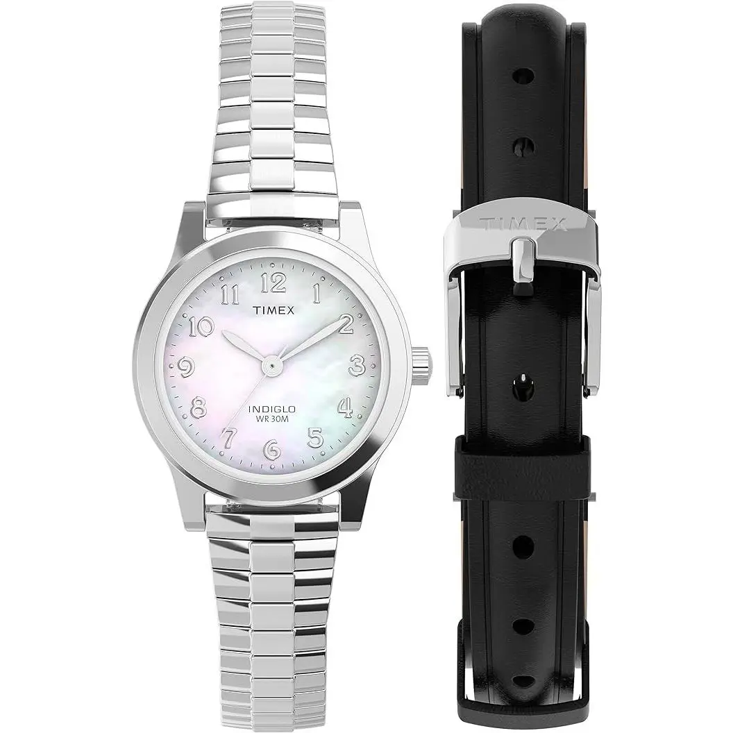 Women`s 25mm Mother of Pearl Dial Casual Watch Silver Bracelet TWG063500 by Timex