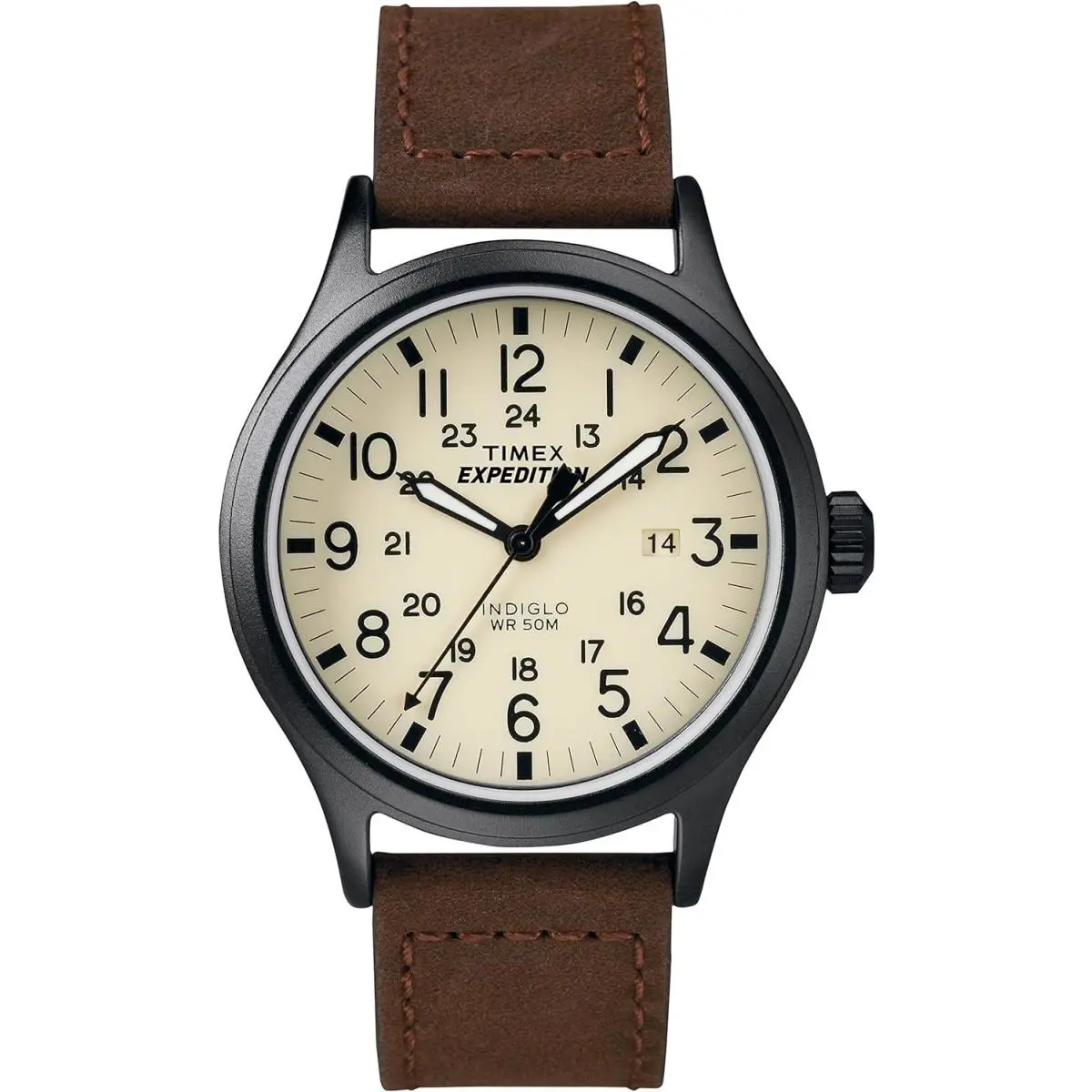 Timex Men`s Expedition Scout 40mm Watch - Brown/Natural/Black, Dial: Beige, Band: Brown