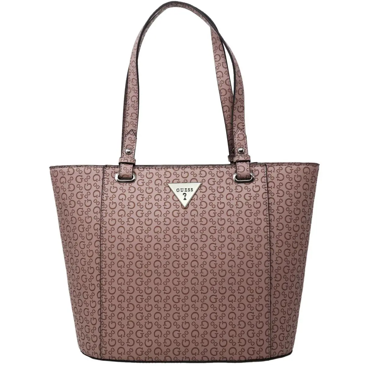 Guess Women`s Logo Embossed Dusty Mauve Tote Bag Handbag Purse