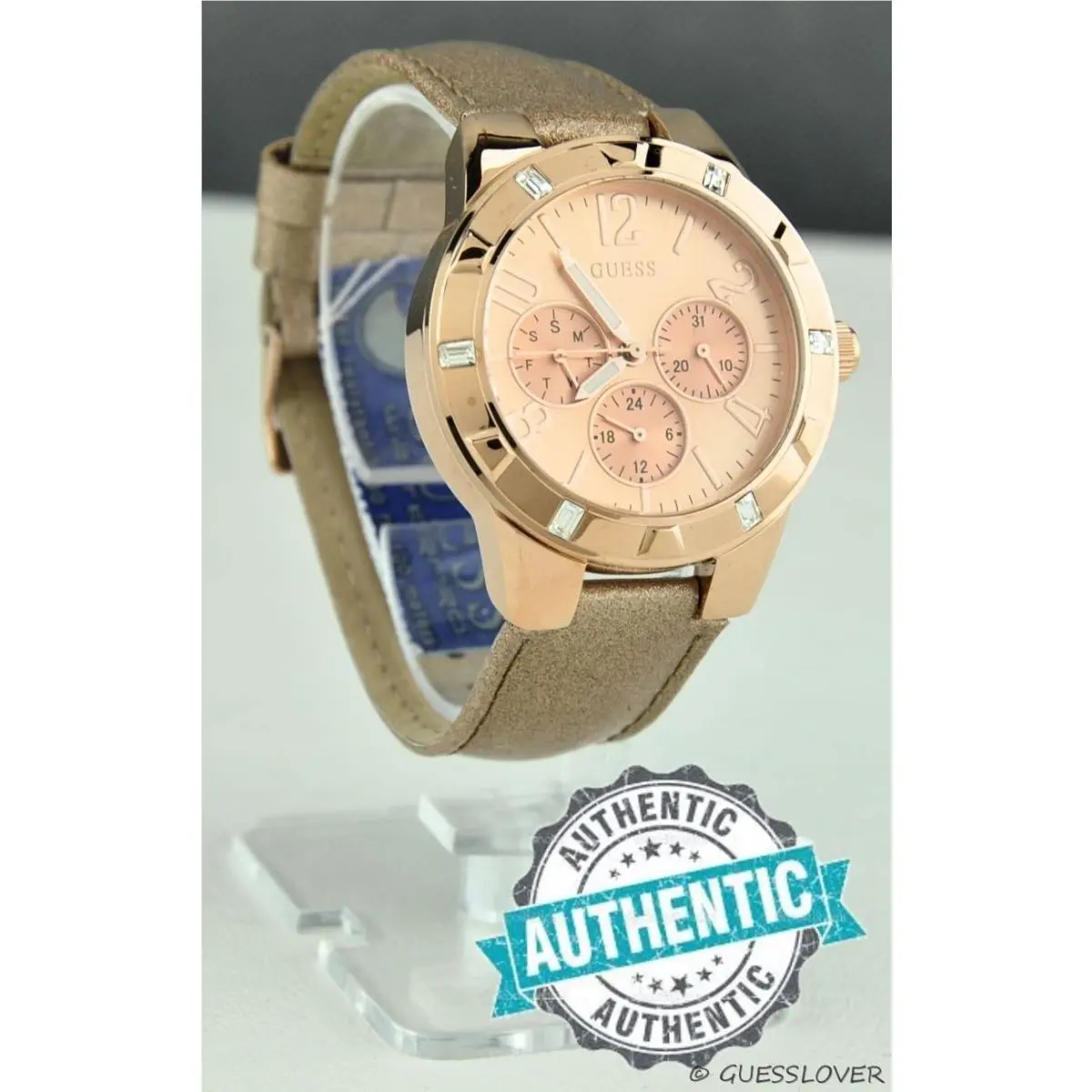 Usa Ladies Watch Guess Red Gold Leather Women U0553L1 Prime