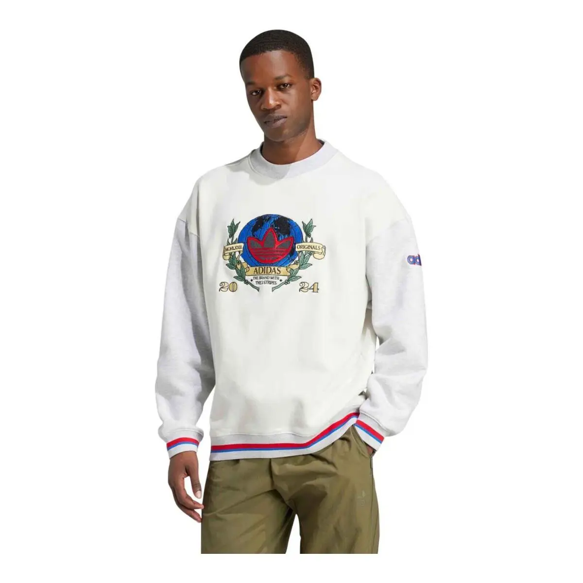Adidas Originals Olympics Crew Men`s Cloud White Sweatshirt IX6755 Size S