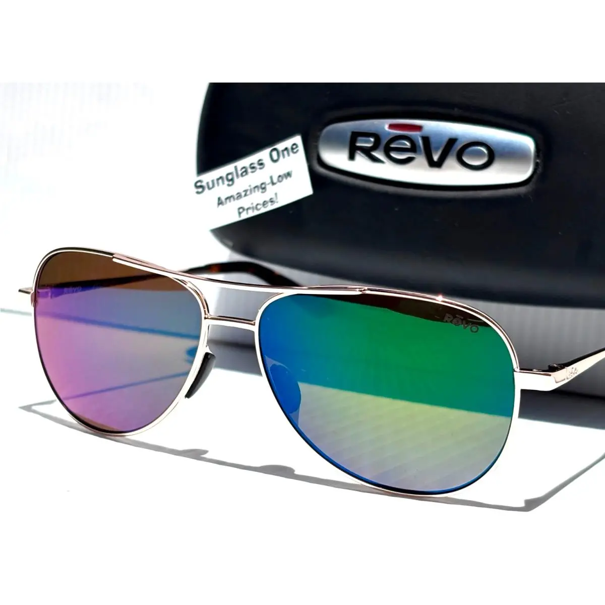 Revo Relay Petite 2 Shiny Gold Polarized Evergreen Lens Sunglass 2156 04 GN