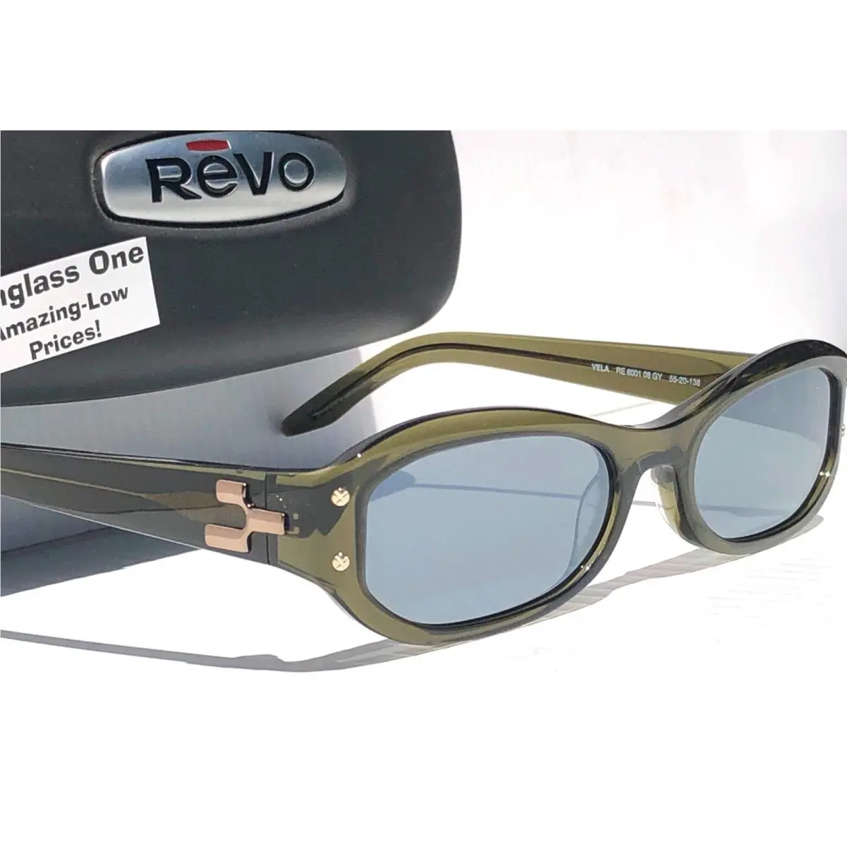 J Balvin Revo Nrgy Vela Crystal Olive Polarized Grey Lens Sunglass 6001 08 GY