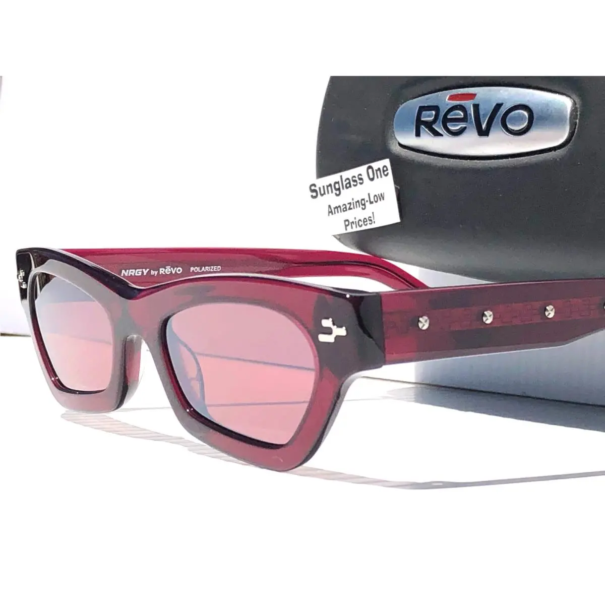 J Balvin  Nrgy Lynx Burgundy Polarized Driver Rose Lens Sunglass 6003 06 GO by Revo