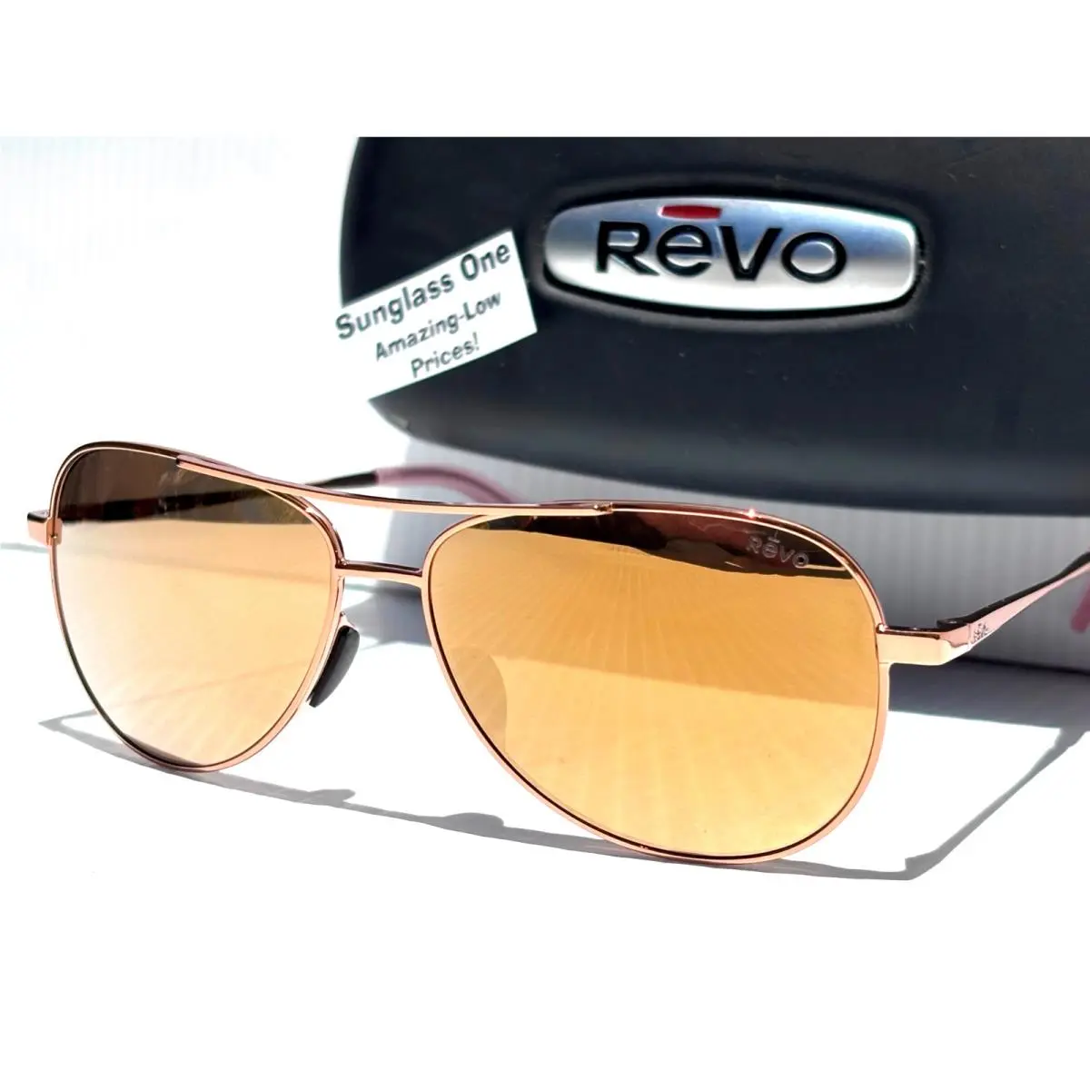 Revo Relay Petite 2 Shiny Rose Gold Polarized Champagne Sunglass 2156 14 CH