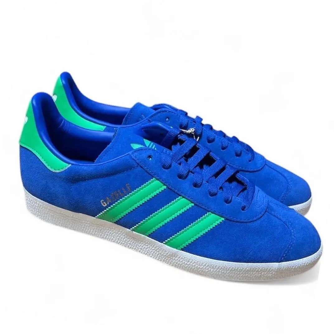 Adidas Gazelle Royal Blue Green Suede Leather Men`s Sneakers JH5389 Men 9.5