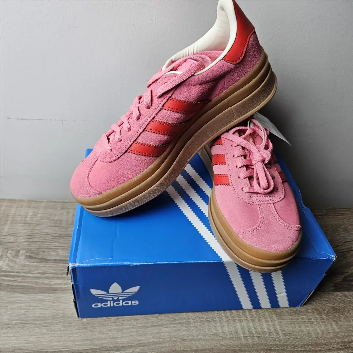 Adidas Gazelle Bold J GS Platform Rose Pink/scarlet Red JQ7407 Size: 6.5