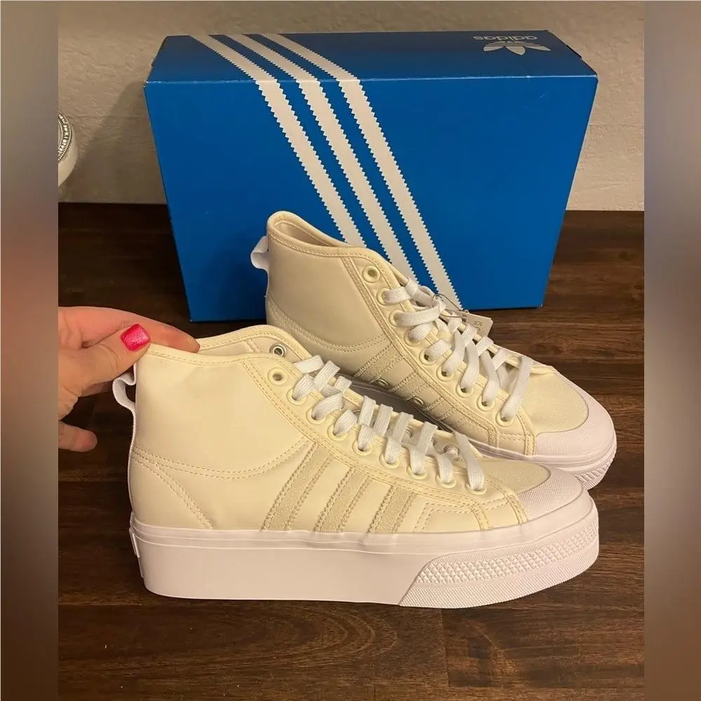 Adidas Shoes Nizza Platform Size 8.5 Mid Wonder White / White Athletic Sneakers