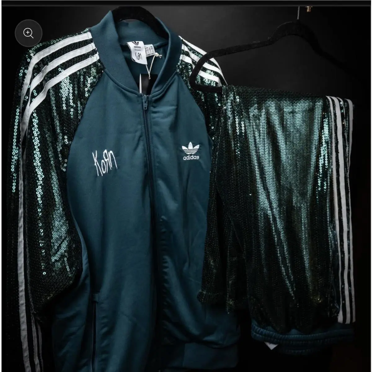 Korn X Adidas Green Sequin Track Suit Set Jacket Pants Sz-xl IN Hand