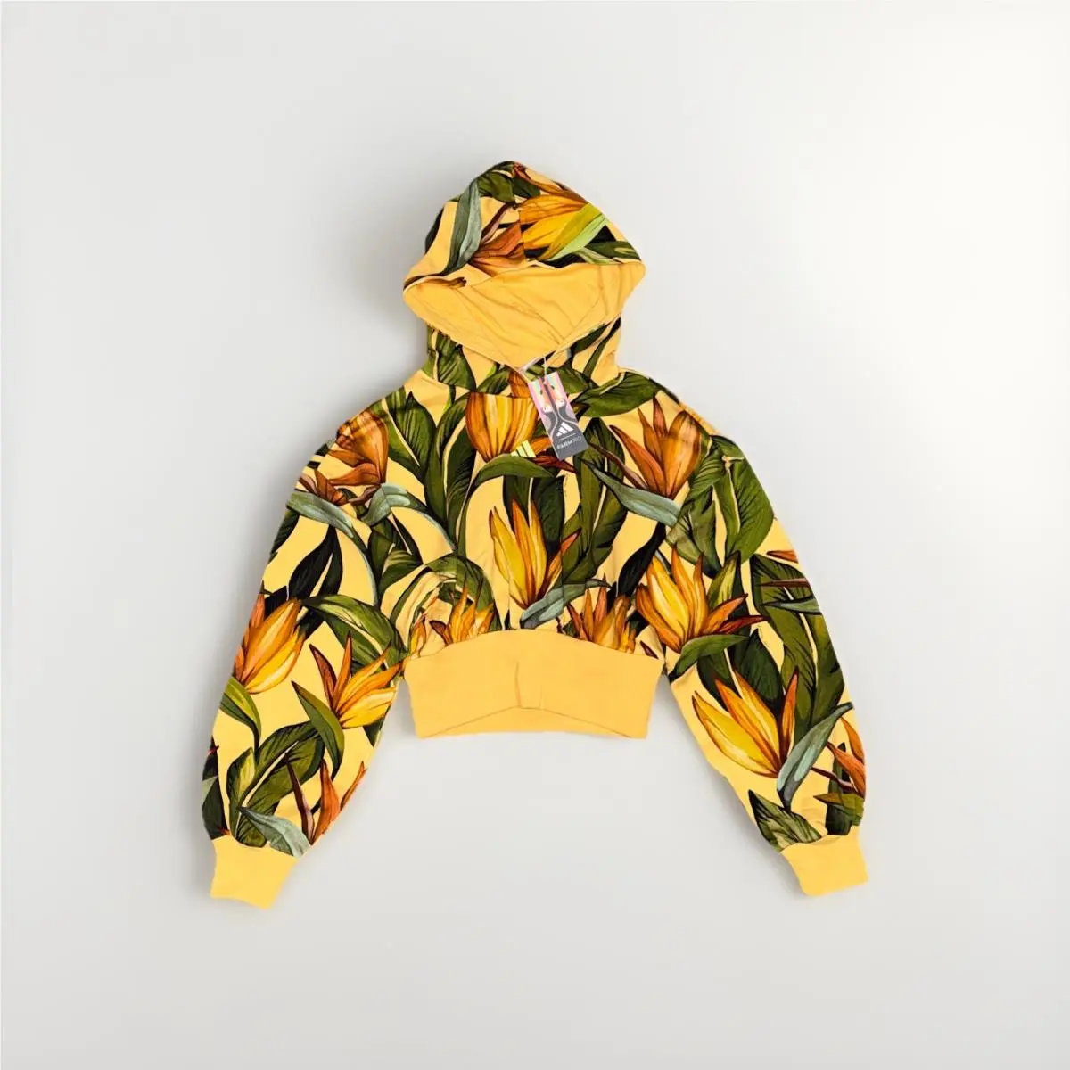 x Farm Rio Women’s Crop Top Hoodie Training Sweatshirt Sz Small JD6282 by Adidas