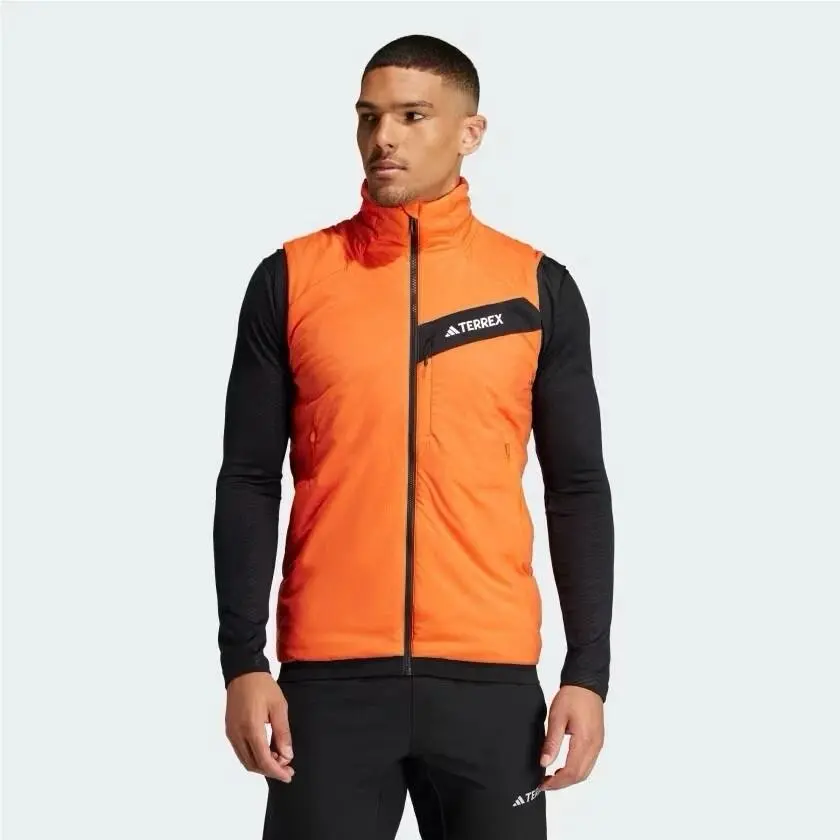 Adidas clothing - Adidas Terrex Techrock Stretch Primaloft Puffer Runners Vest - IP1481 - Semi Impact Orange & Black & White (UPC: 196475277648) 8