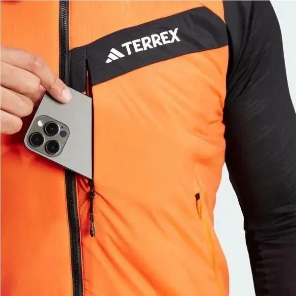 Adidas clothing - Adidas Terrex Techrock Stretch Primaloft Puffer Runners Vest - IP1481 - Semi Impact Orange & Black & White (UPC: 196475277648) 9