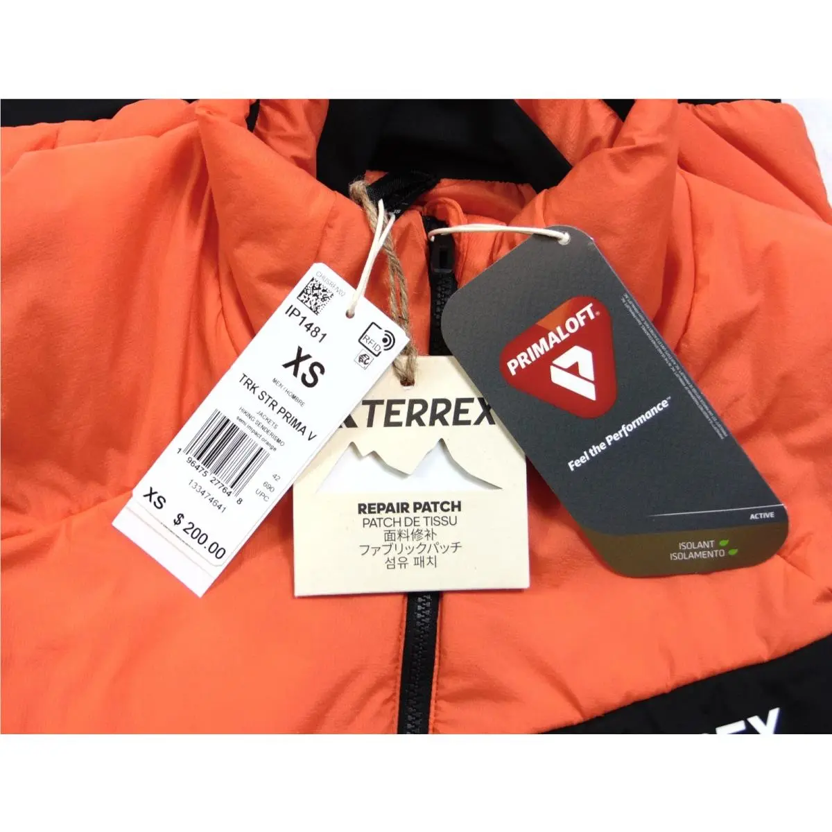 Adidas clothing - Adidas Terrex Techrock Stretch Primaloft Puffer Runners Vest - IP1481 - Semi Impact Orange & Black & White (UPC: 196475277648) 6