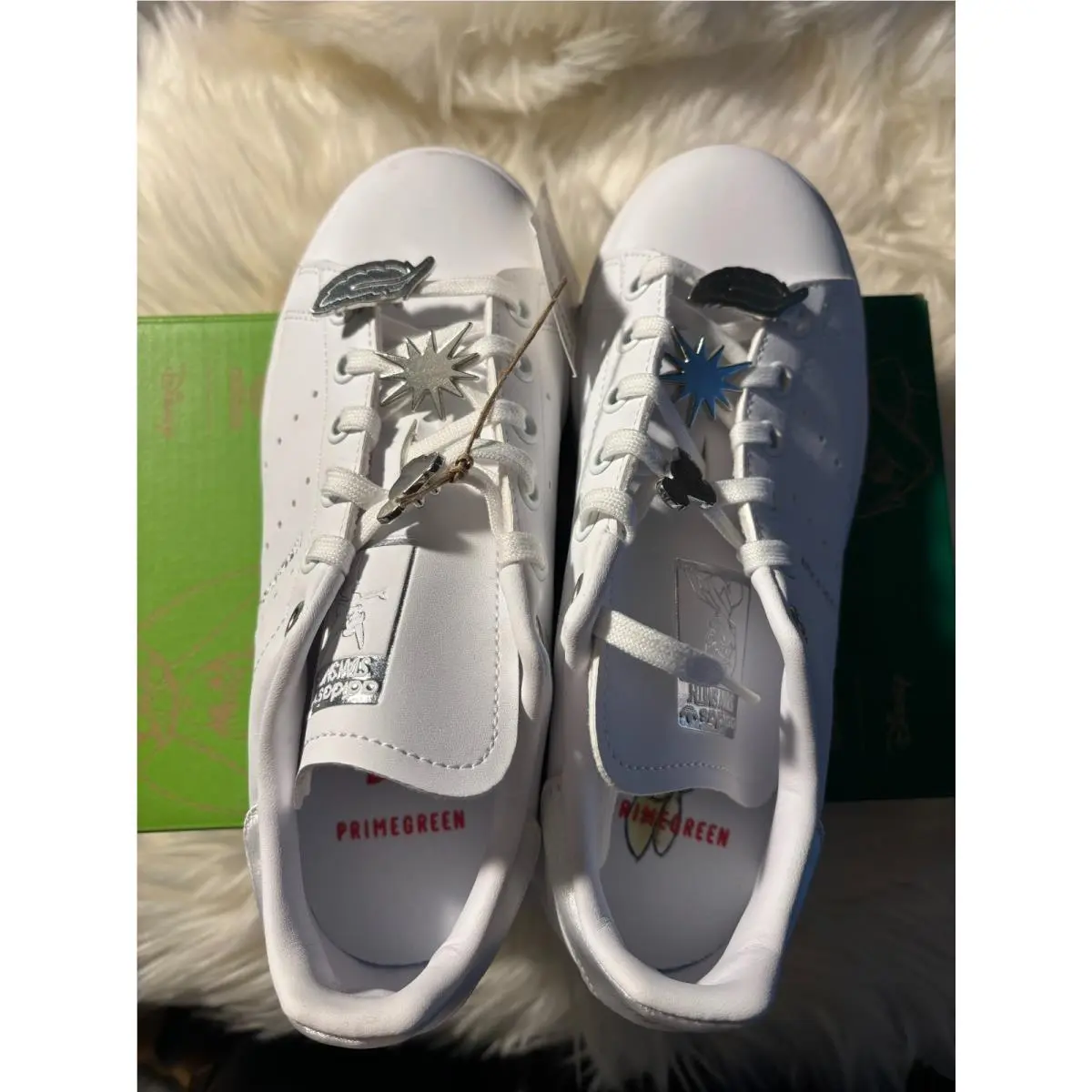 Adidas Disney Stan Smith J Big Kids Size 4 GY3533 White Silver Tinker Bell Peter