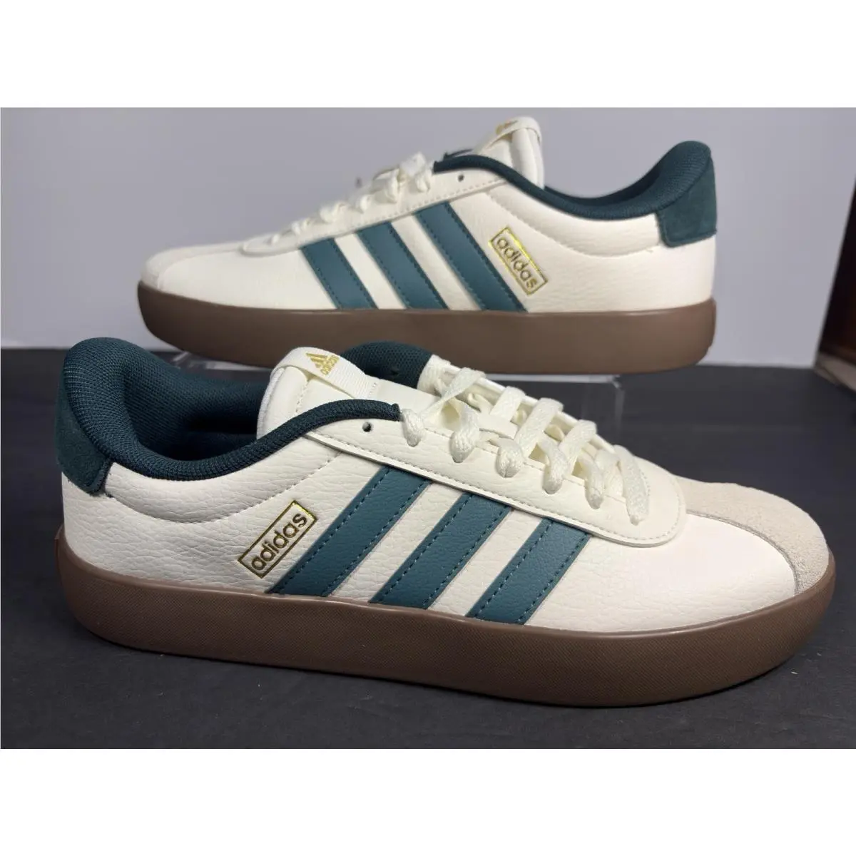 Adidas VL Court 3.0 White Preloved Teal Green Gum Sole JR8635 Men’s Size 8