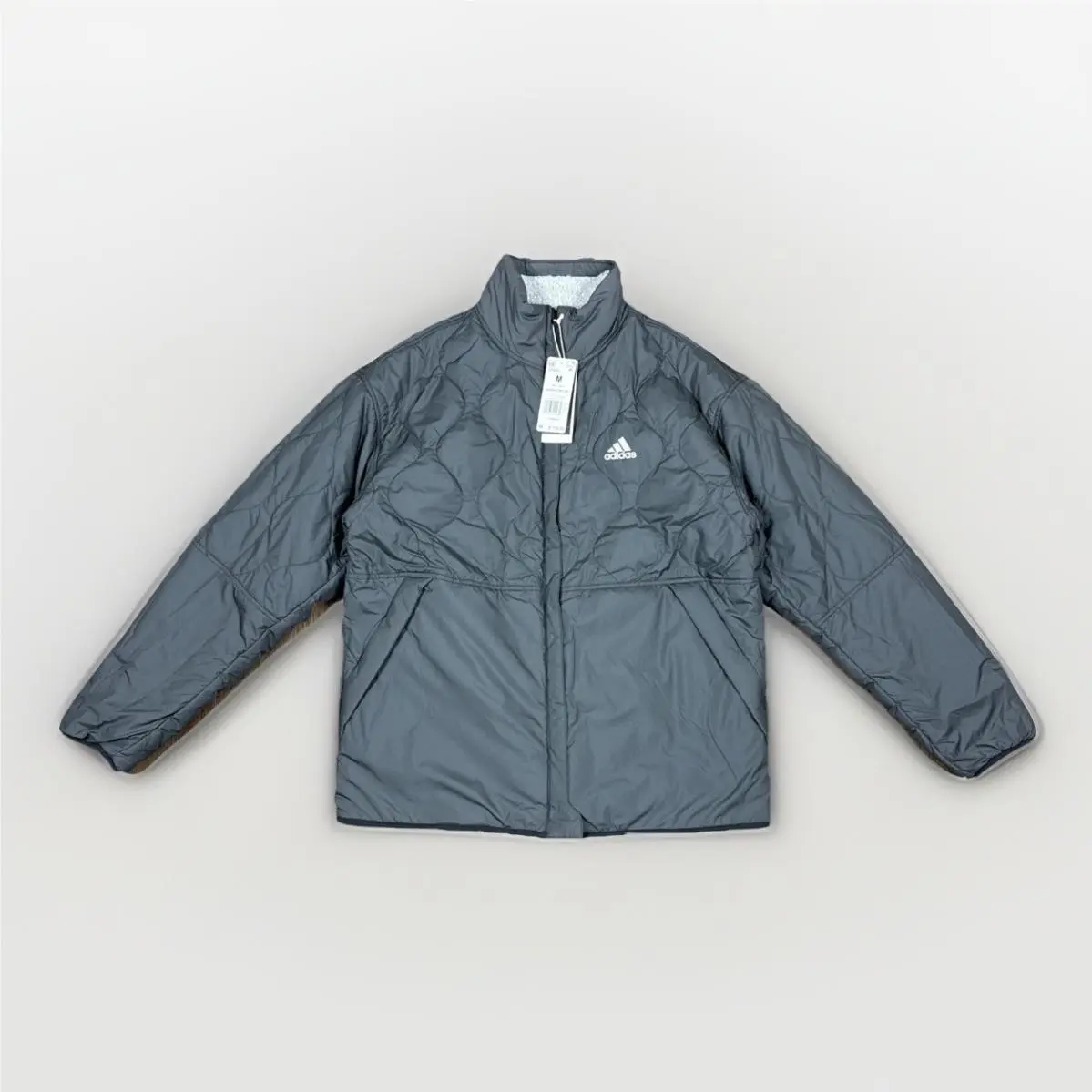 Men’s Adidas Sherpa Reversible Jacket Grey Size Medium GF0051