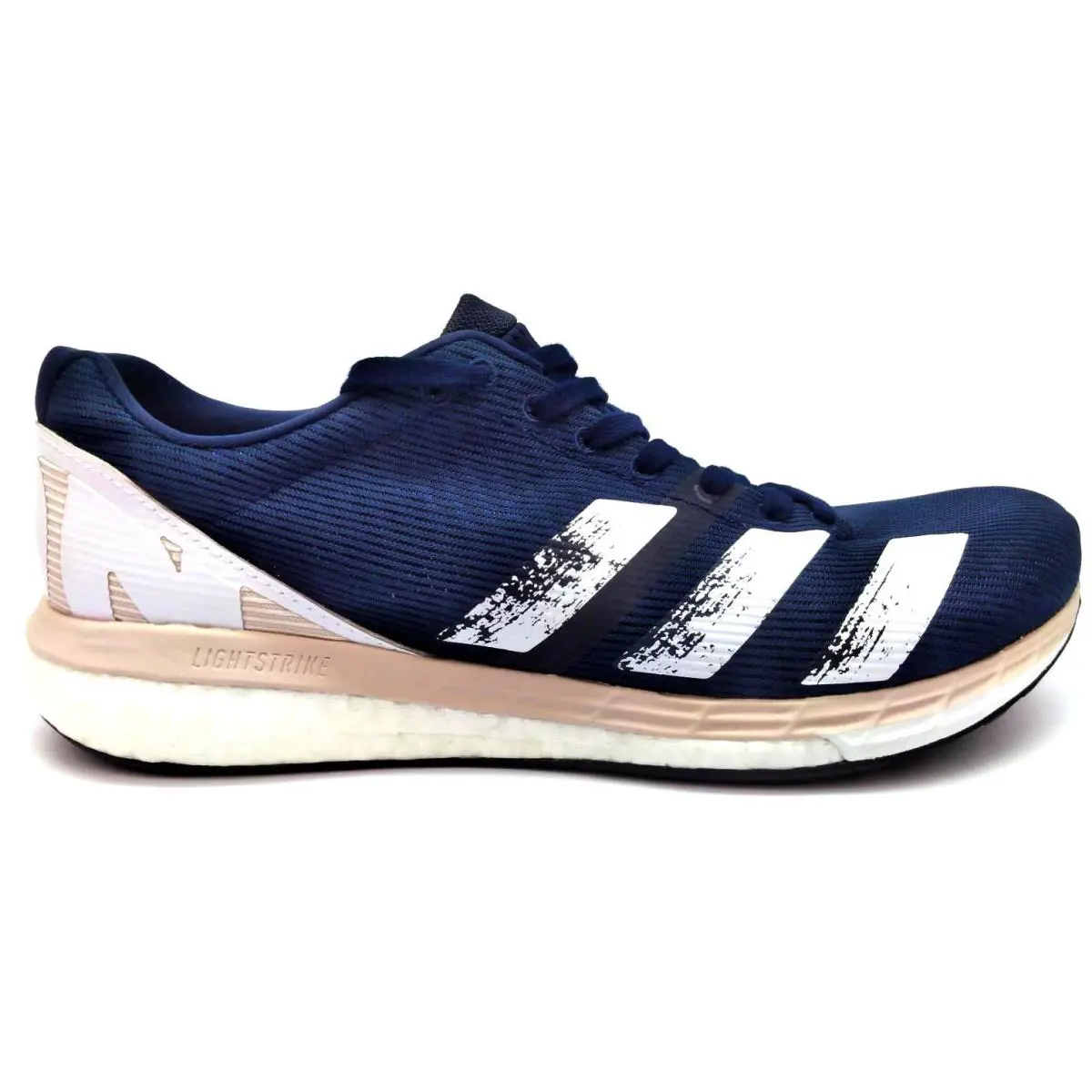 Adidas Women`s Adizero Boston 8 Running Shoes Lace Up Navy Light Pink Size 9.5 - Navy/Light/Pink