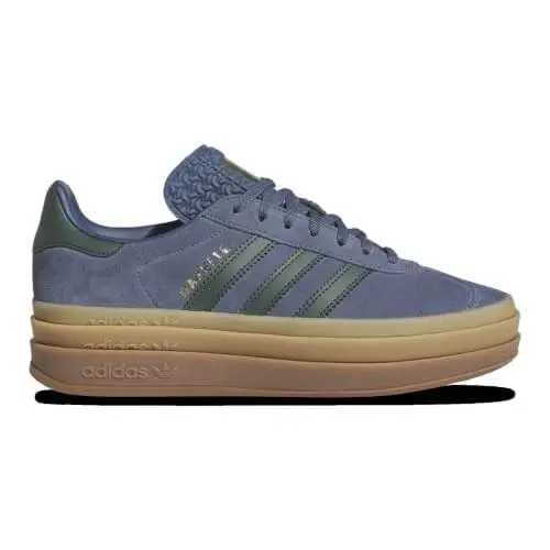 Adidas Women Gazelle Bold Suede Casual Shoes Size 9 Navy Blue Green Gum JQ2360