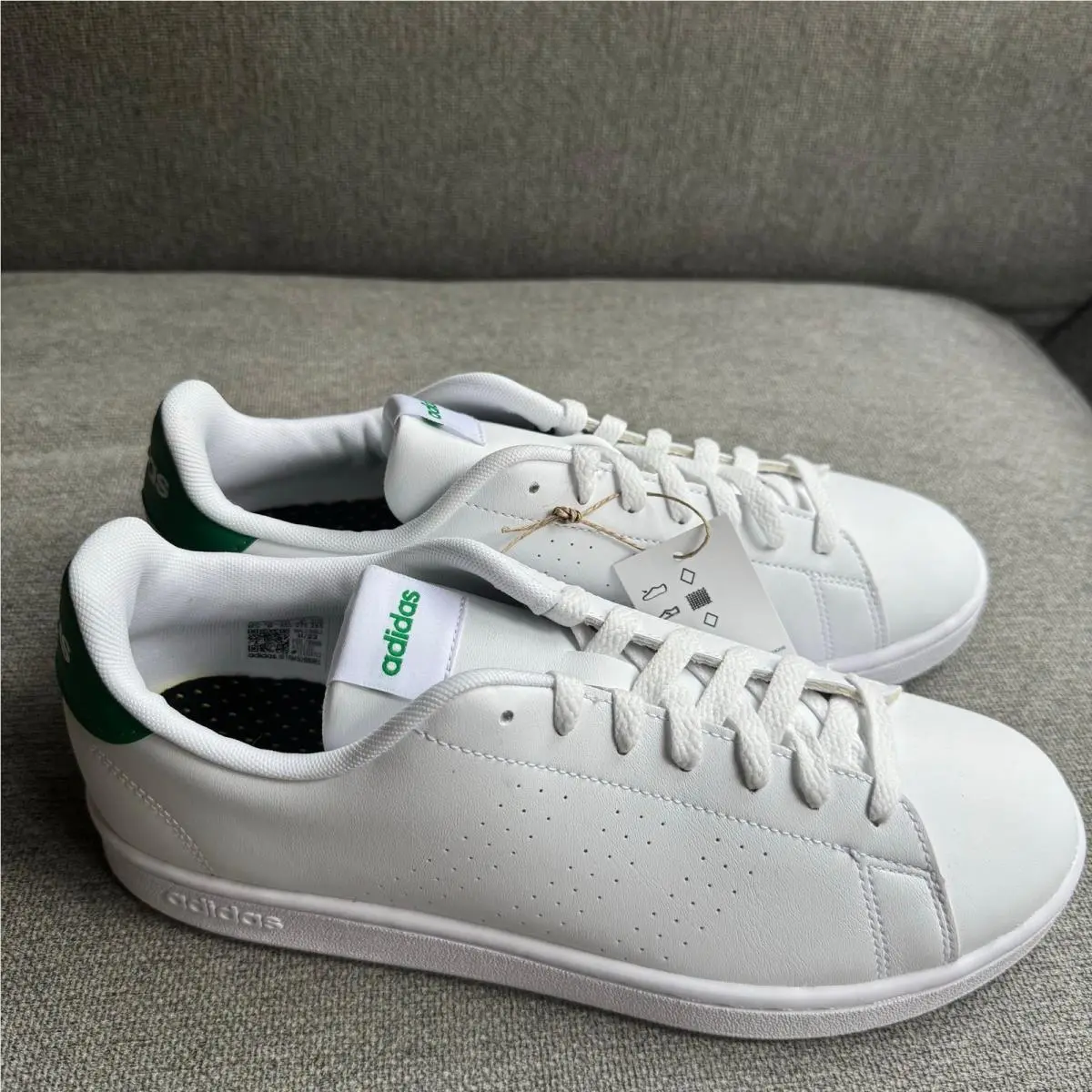 Adidas Advantage Base Court Lifestyle Cloud White Green Sz 9.5