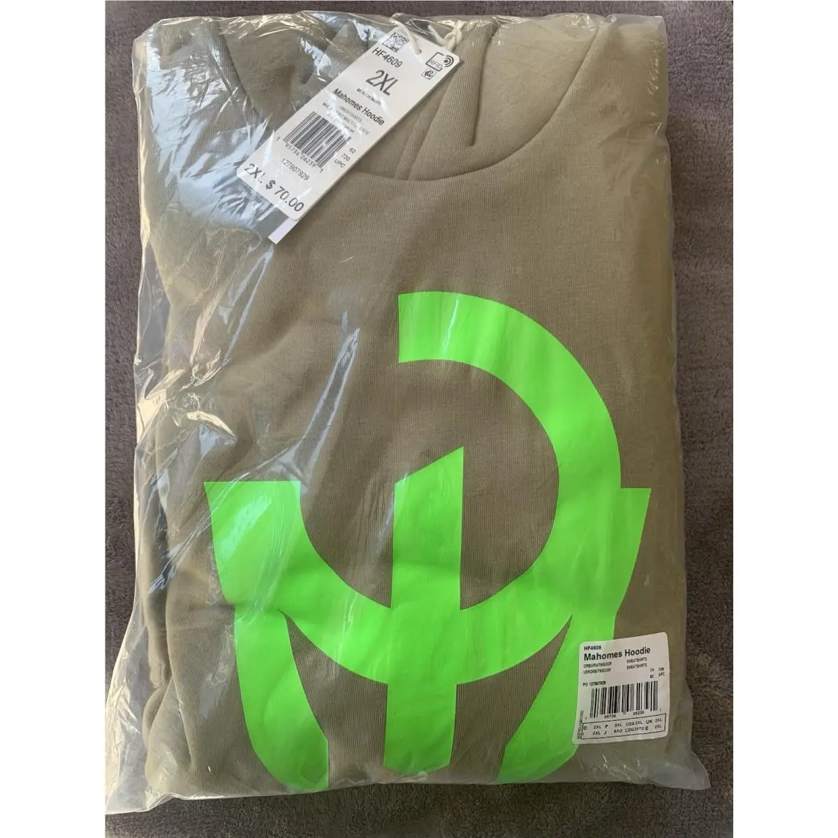 Adidas x Patrick Mahomes II Logo Men`s Hoodie `orbit Green` 2XL HF4609