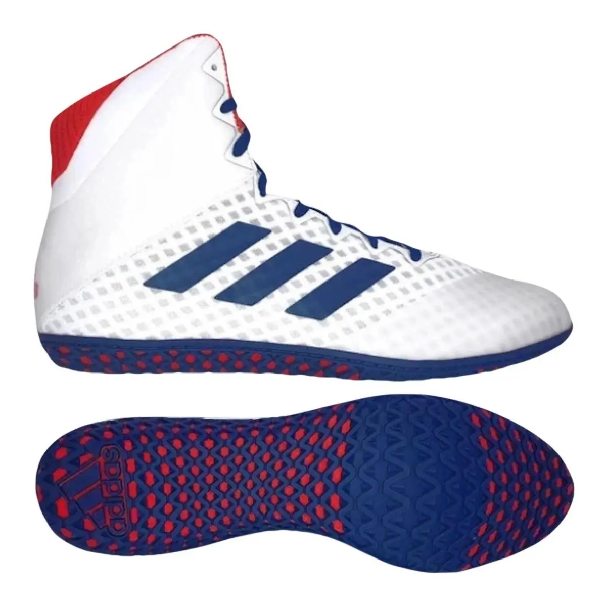 Adidas BC0533 Mat Wizard 4 Mens Size 11 Wrestling Shoes High Top White/blue