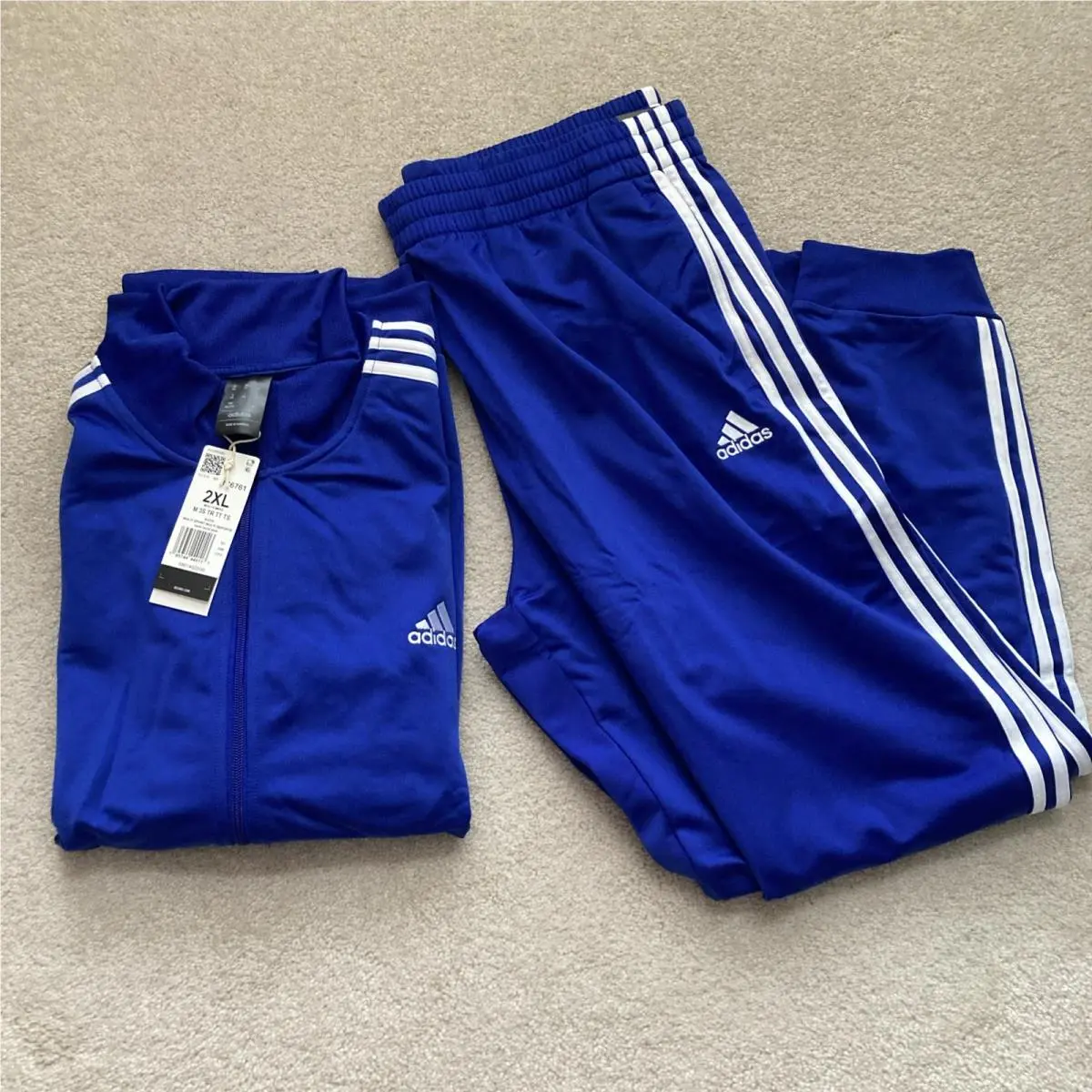 Adidas Men`s Blue Tracksuit Jacket Pant 2XL Full Suit
