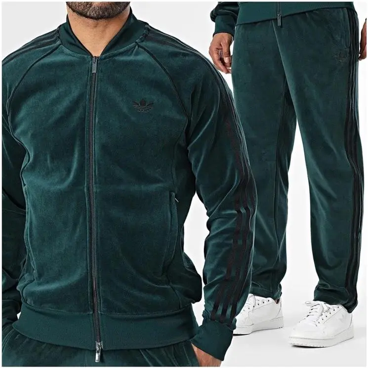 Adidas Men’s Super Star Tracksuit Velour Jacket Pant Full Suit Ivy Green Sst L/m