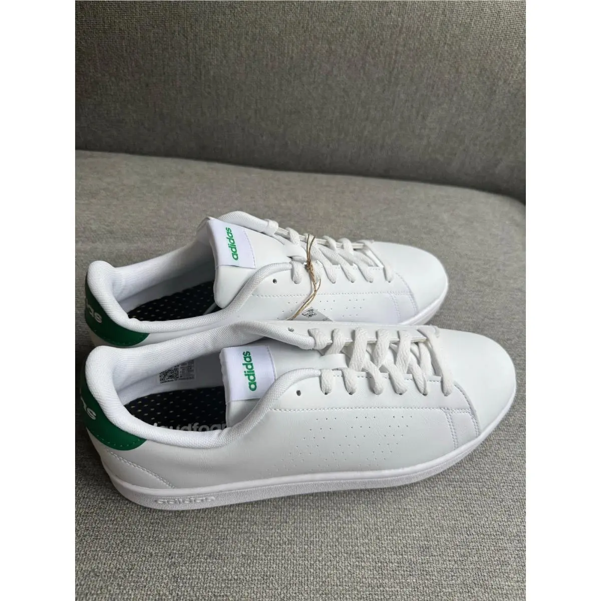 Adidas Advantage Base Court Lifestyle Cloud White Green Sz 10