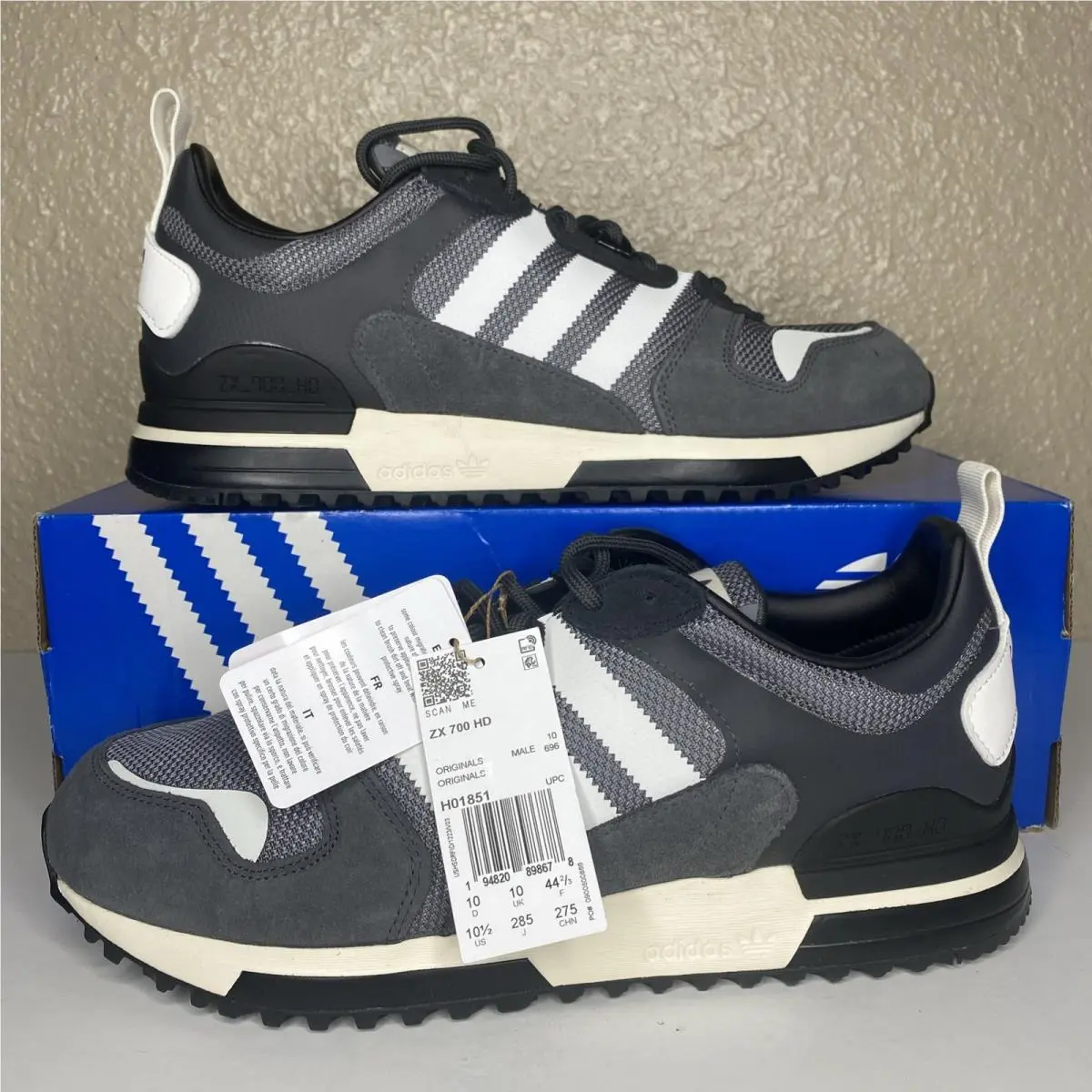 Adidas Originals zx 700 hd Mens Size 10.5 H01851 Grey White Shoes