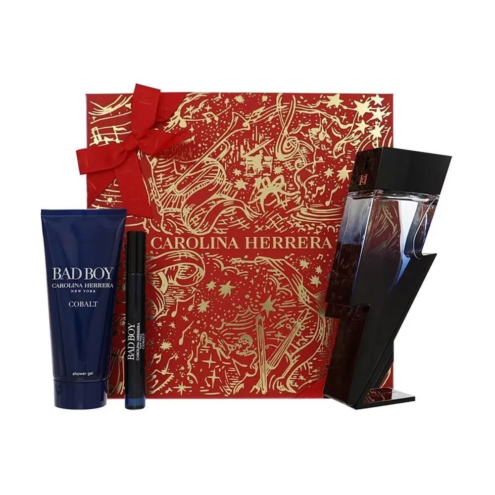Bad Boy Cobalt  Gift Set For Men 3 Piece Set For Men: 3.4 Oz by Carolina Herrera