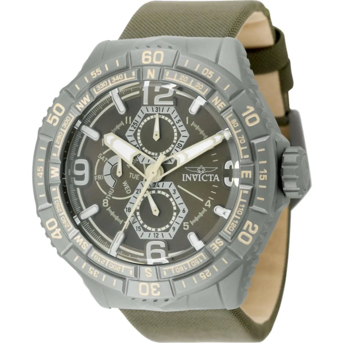 Invicta Men`s Watch Coalition Forces Military Green Dial Nylon Strap 49633 - Dial: Green, Band: Green