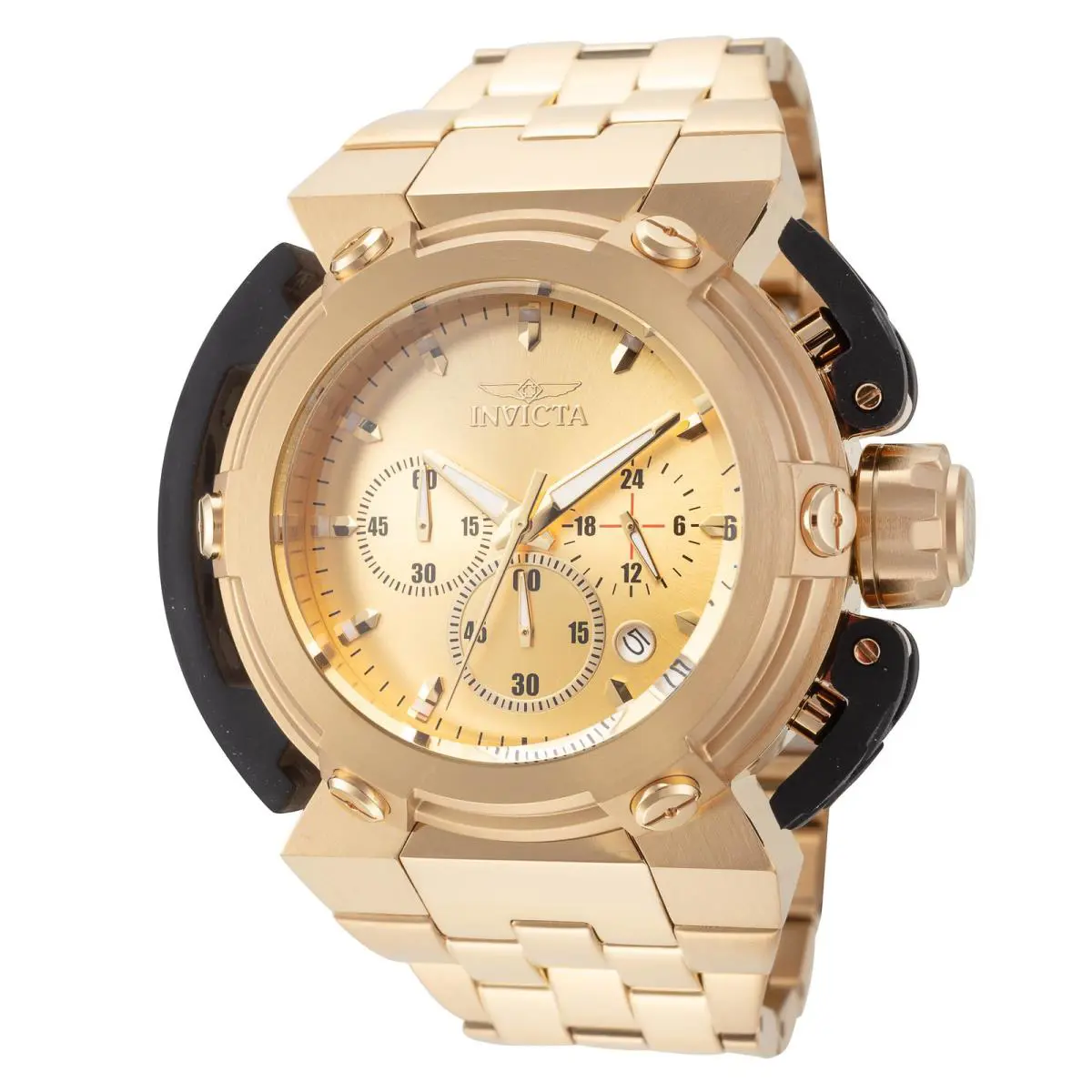 Invicta Men`s Coalition Forces 46mm Quartz Watch IN-49771 - Dial: Gold, Band: Gold Tone, Other Dial: Gold