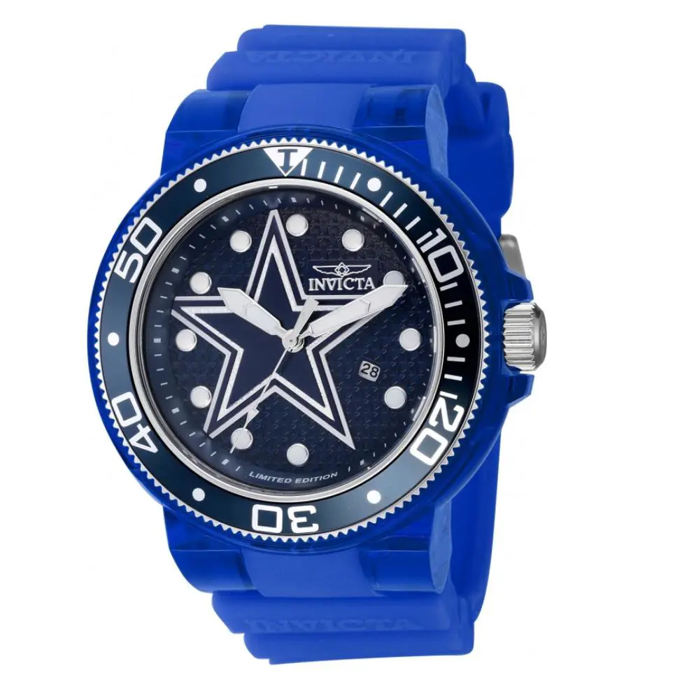 Invicta Nfl Dallas Cowboys Men`s 52mm Pro Diver Limited Silicone Watch 41448