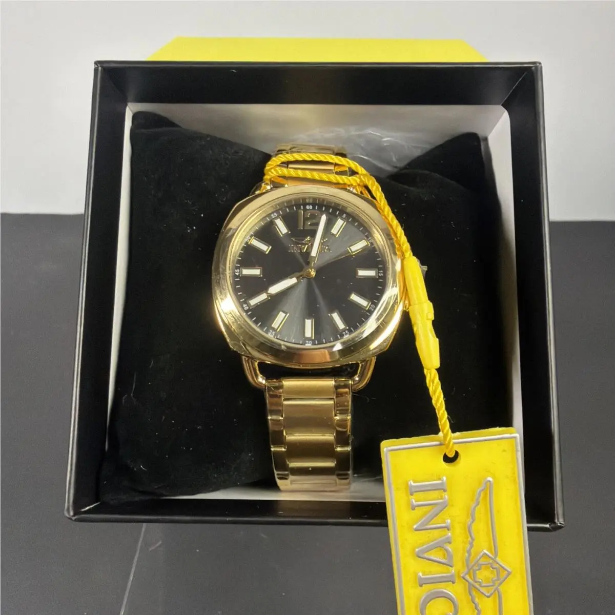 Invicta Women`s Watch Wildflower Quartz Black Dial Yellow Gold Bracelet 48919