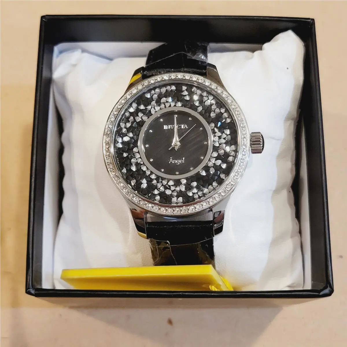 Watch 24592 Angel Lady Women`s Black Leather Band by Invicta