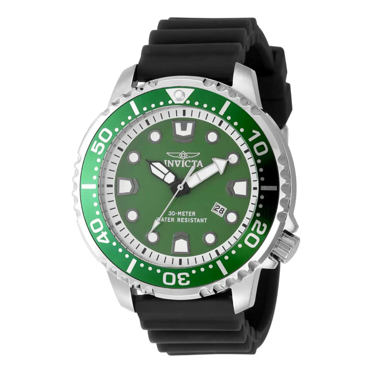Invicta Pro Diver Abyss 49546 48mm Quartz Black Silicone Strap Green Dial