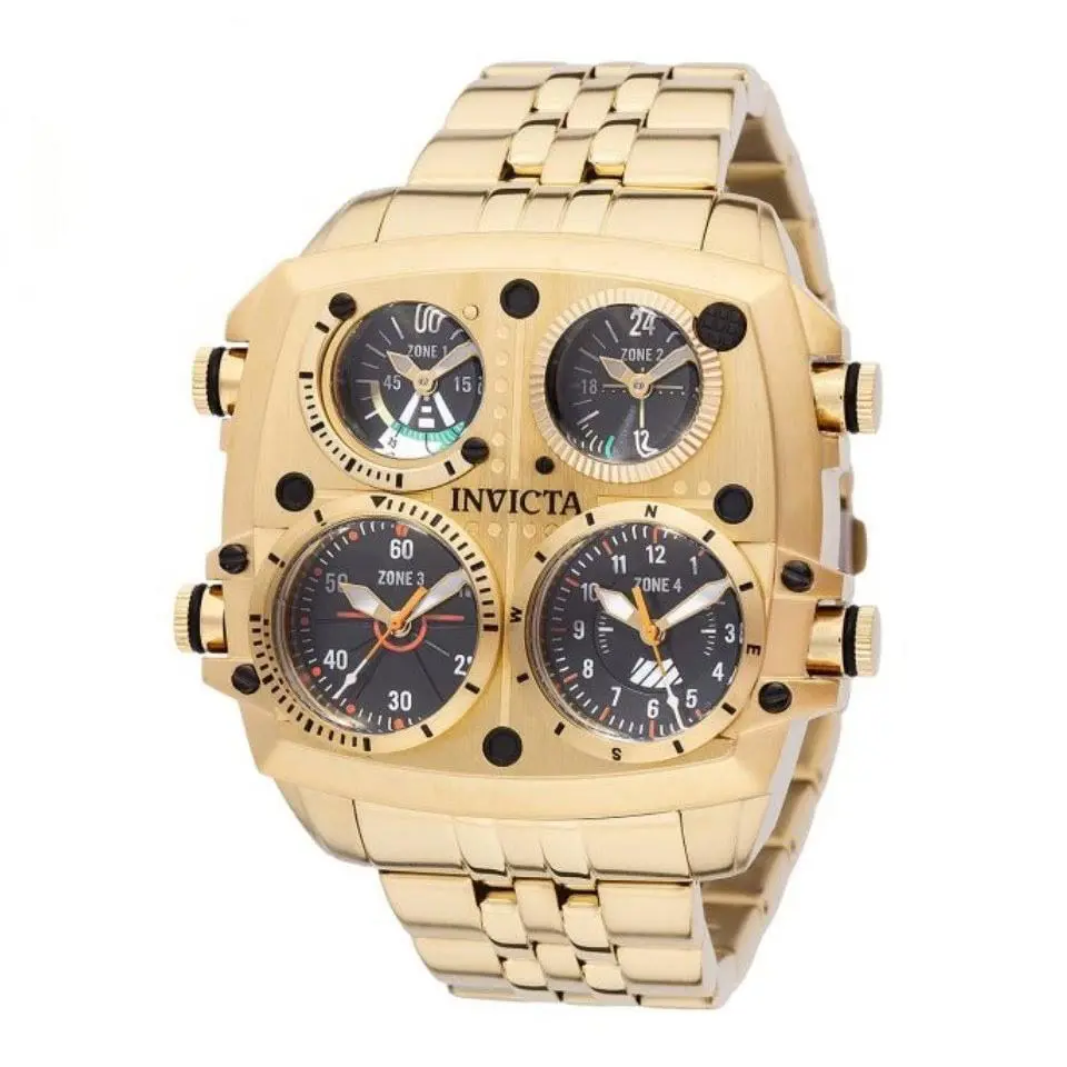 Invicta Aviator Zulu Time 4 Zone Men`s Watch - 50mm Gold 49604