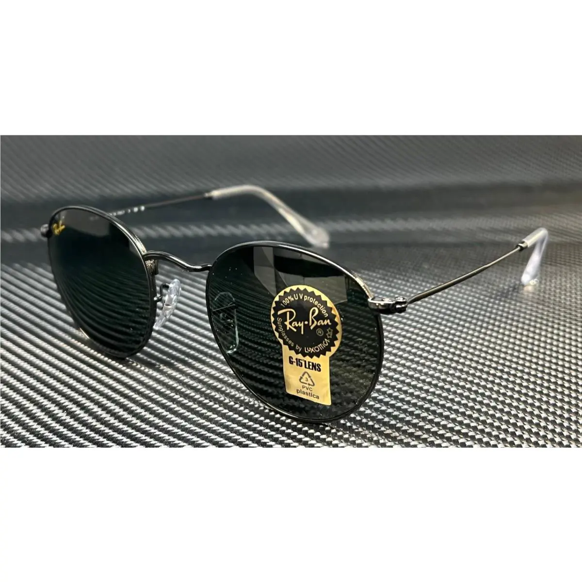 Ray Ban RB3447 919931 Black Green G-15 Round Men`s 47 mm Sunglasses