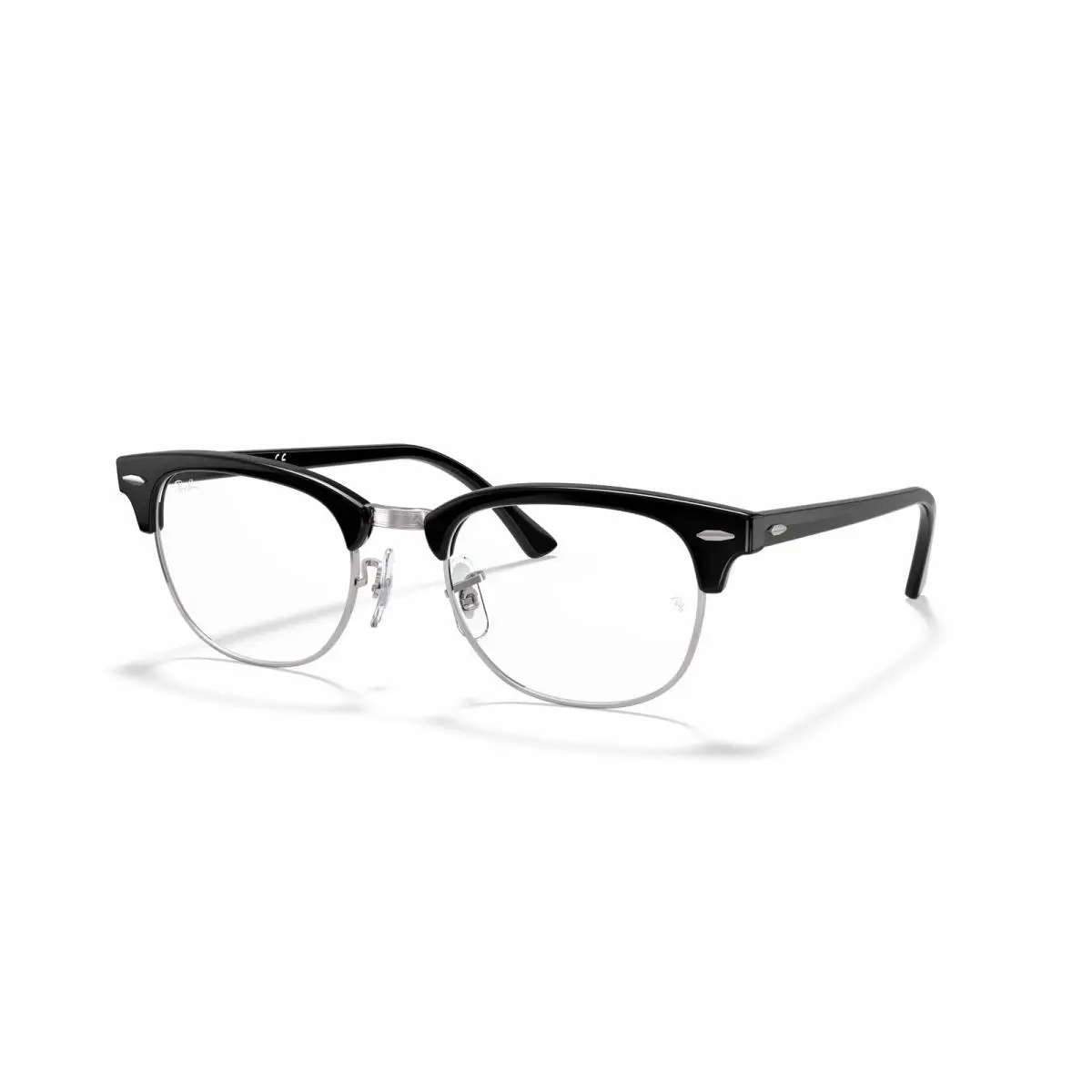 Ray-ban RX5154 2000 Clubmaster Eyeglasses 53mm Black-silver / Clear Demo Lens - Frame: Black On Silver
