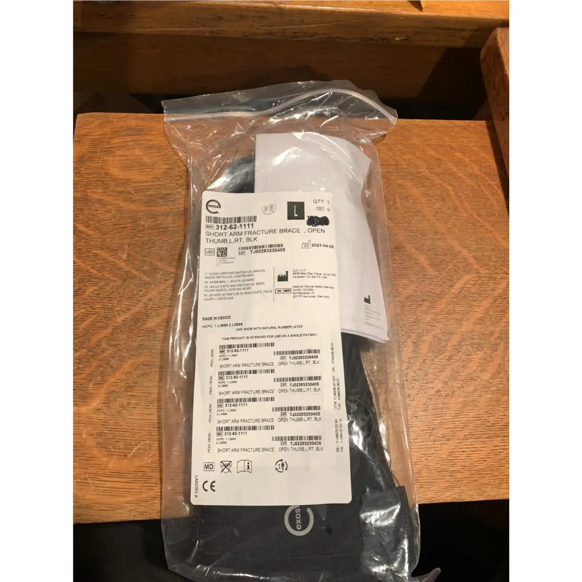 Djo Exos Short Arm Fracture Brace Open Thumb Right Hand Size Lg 312-62-1111