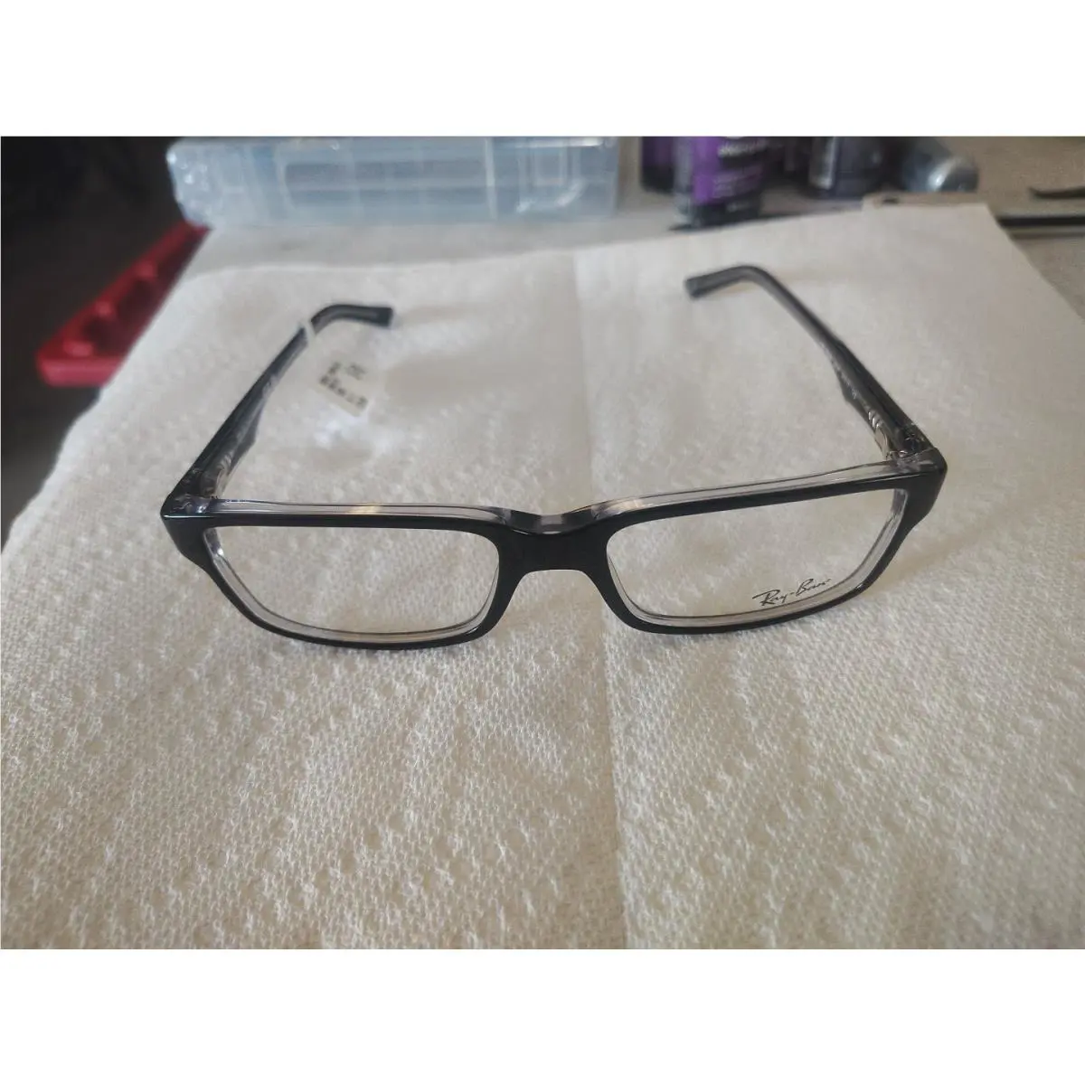 Ray-ban RX5245 Unisex Square Acetate Eyeglasses Black on Transparent 54 mm