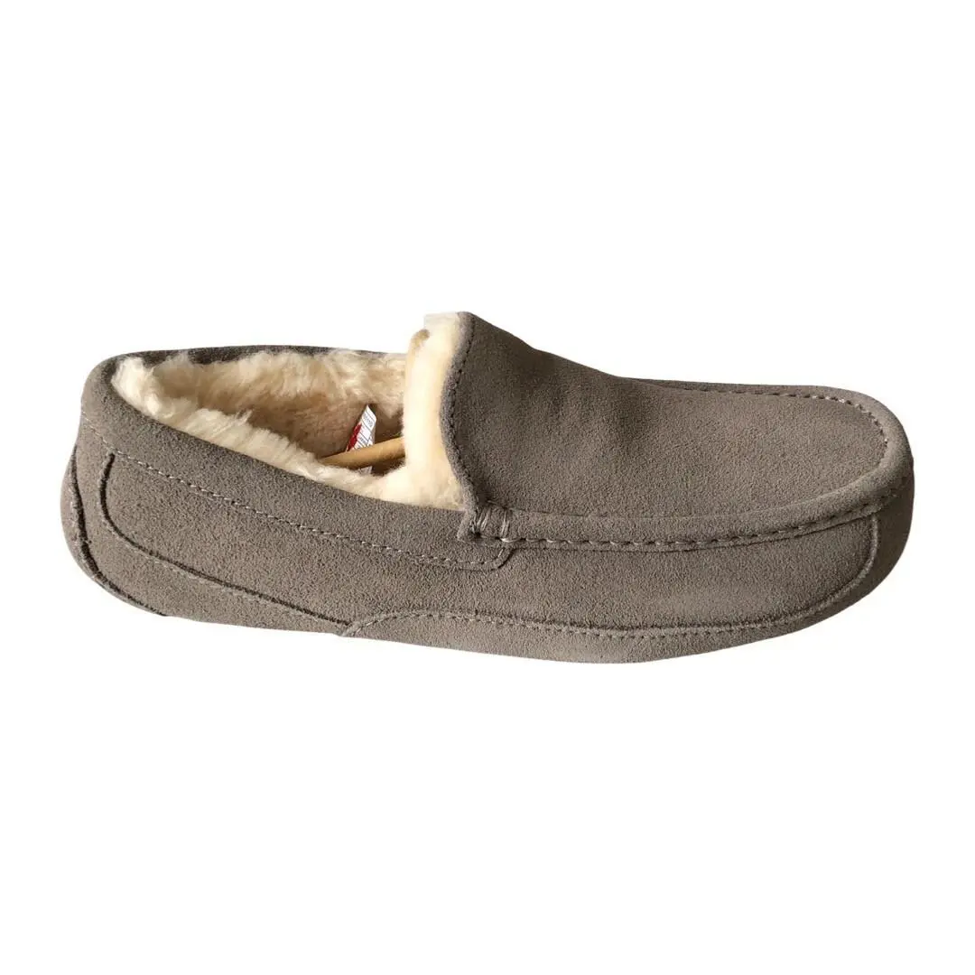 Ugg Men`s Ascot Slippers 1101110 Shoes Sheepskin Suede Grey