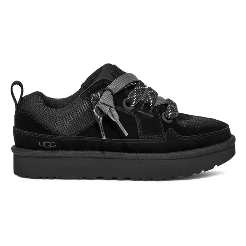 Womens Size 11 Ugg Lo Lowmel Sneakers Black Suede Mesh Low Top Shoes 1168890