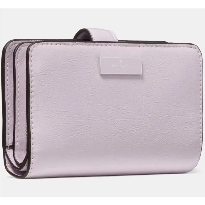 Kate Spade Bridget Crinkle Patent Lilac Medium Compact Bifold Wallet KM551