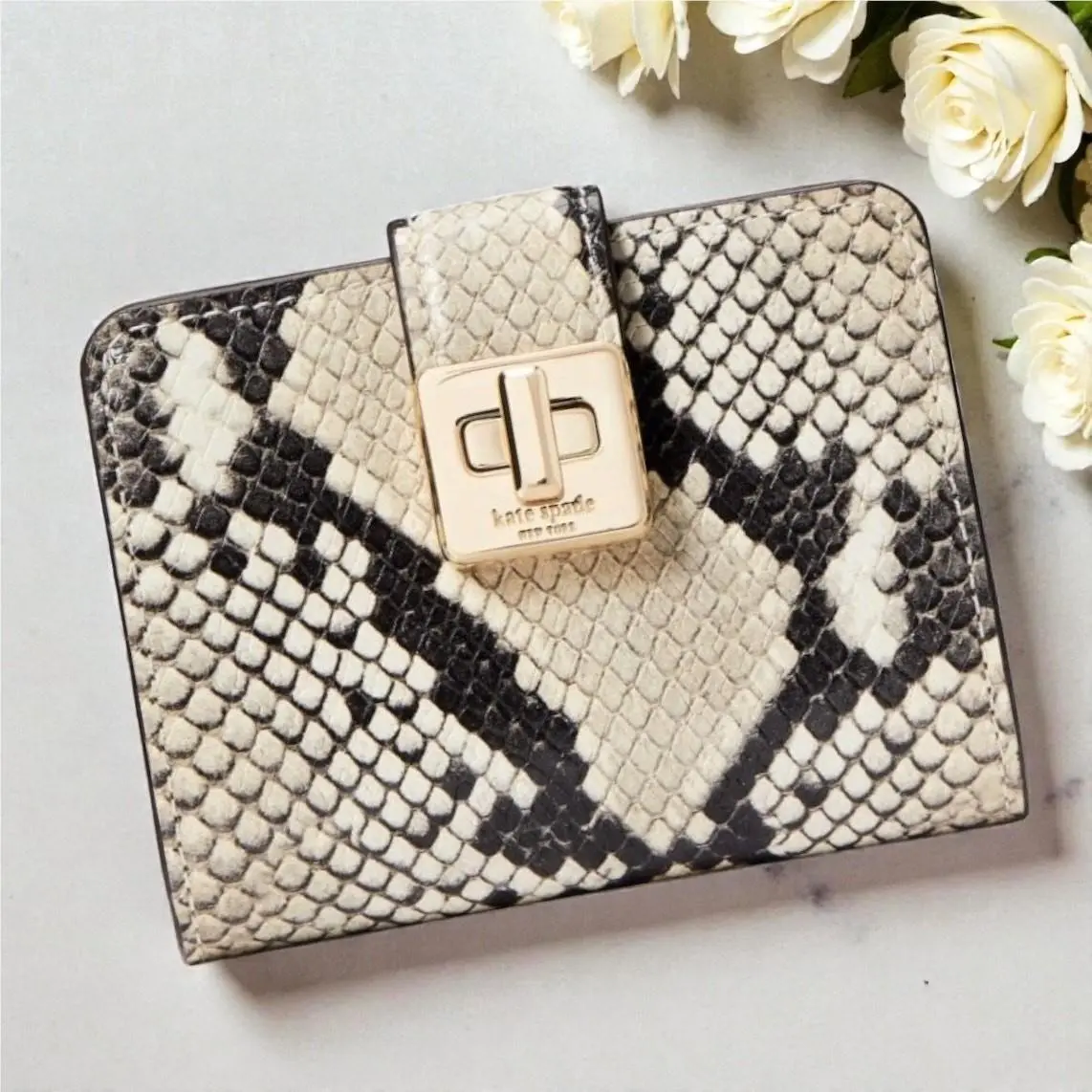 Kate Spade Phoebe Snake Embossed Leather Small Card Holder KF542
