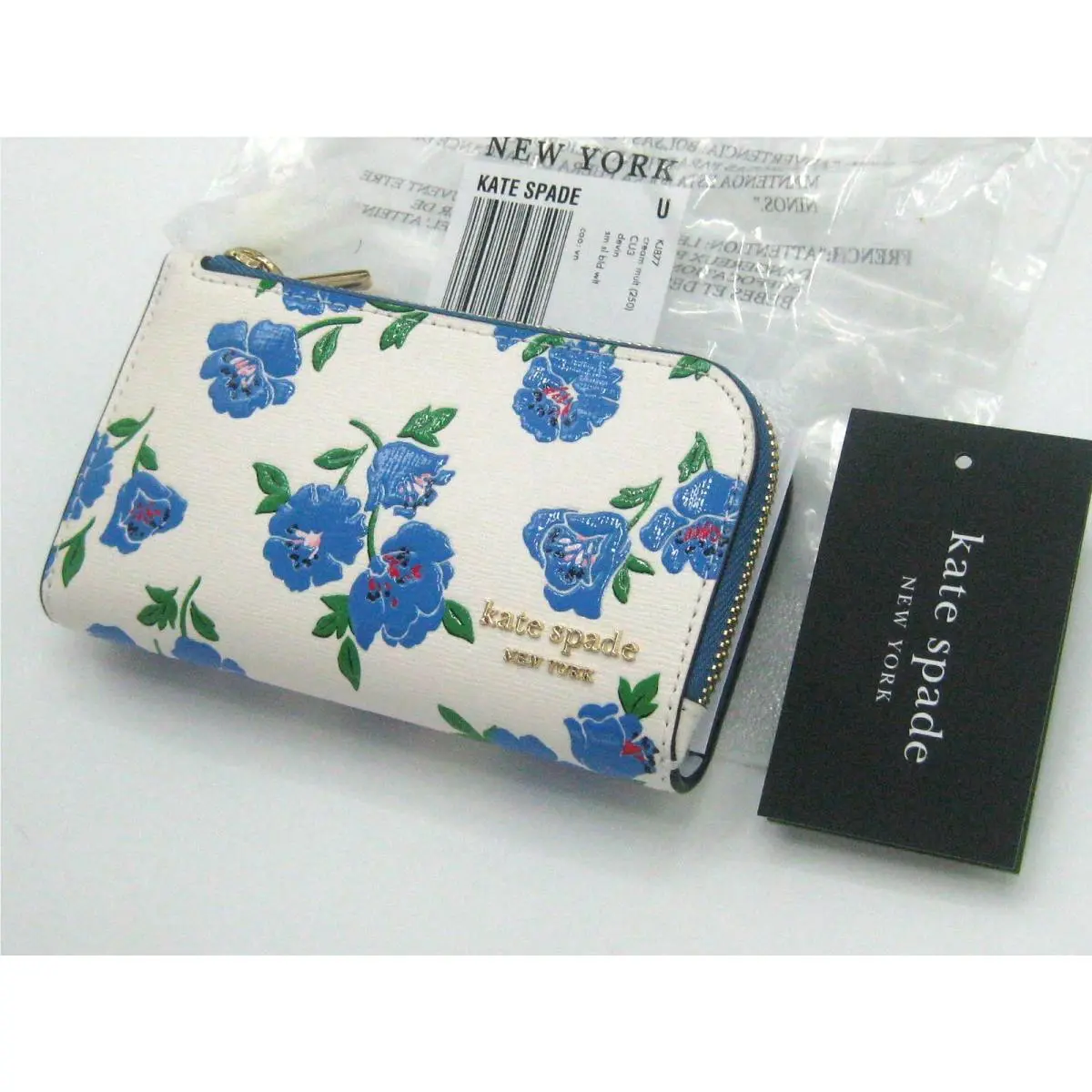 Kate Spade Devin Springtime Blooms Small Bifold Leather Wallet Cream Multi