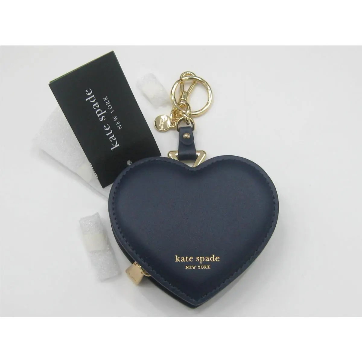 Kate Spade New York Liv Smooth Leather Heart Coin Purse Pouch Parisian Navy